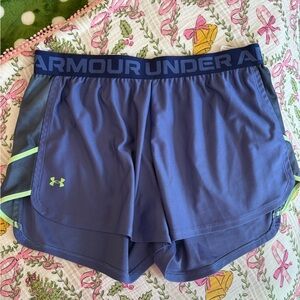 adidas Women's Navy and Lime Athletic Shorts